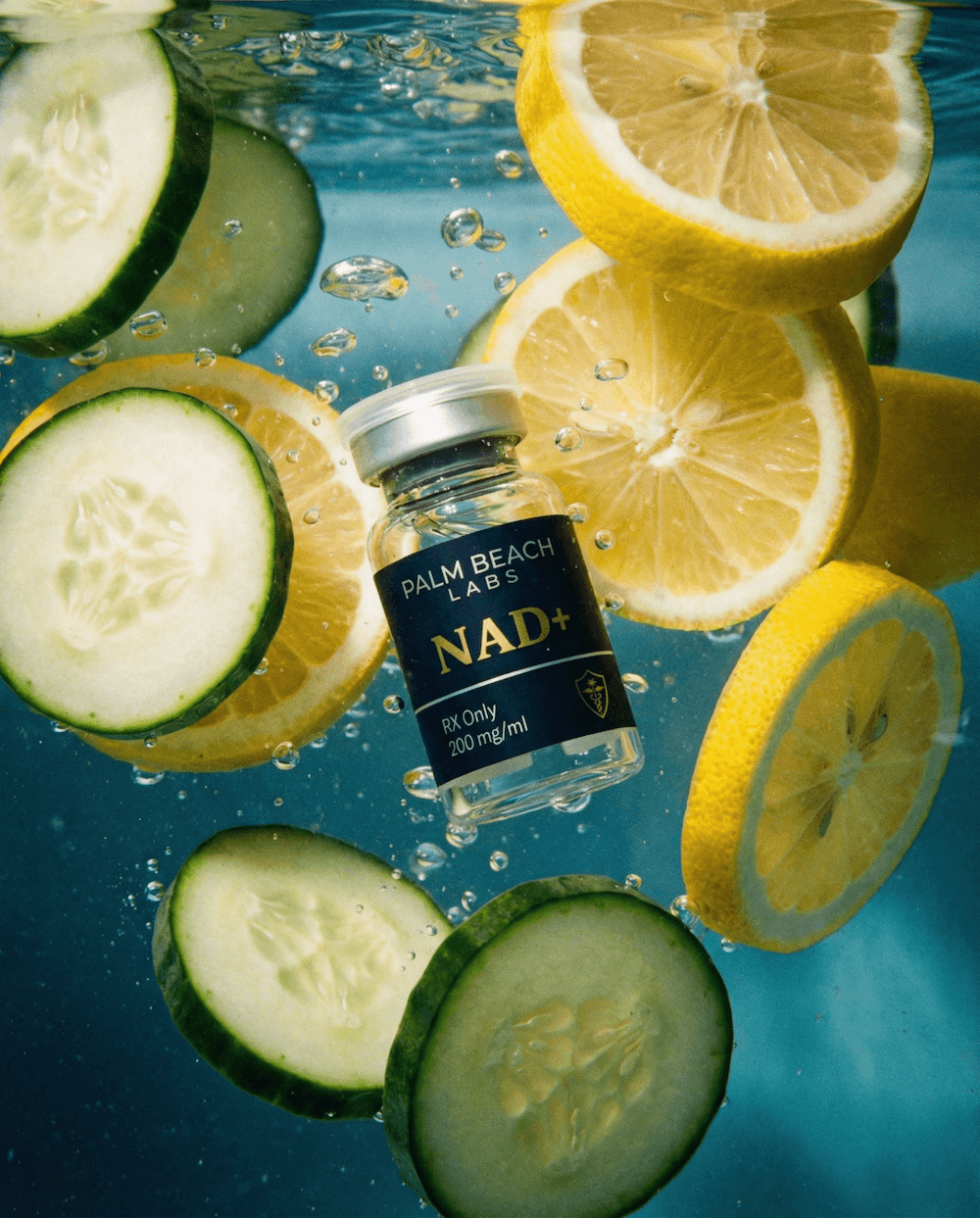 NAD+ vial with fruits