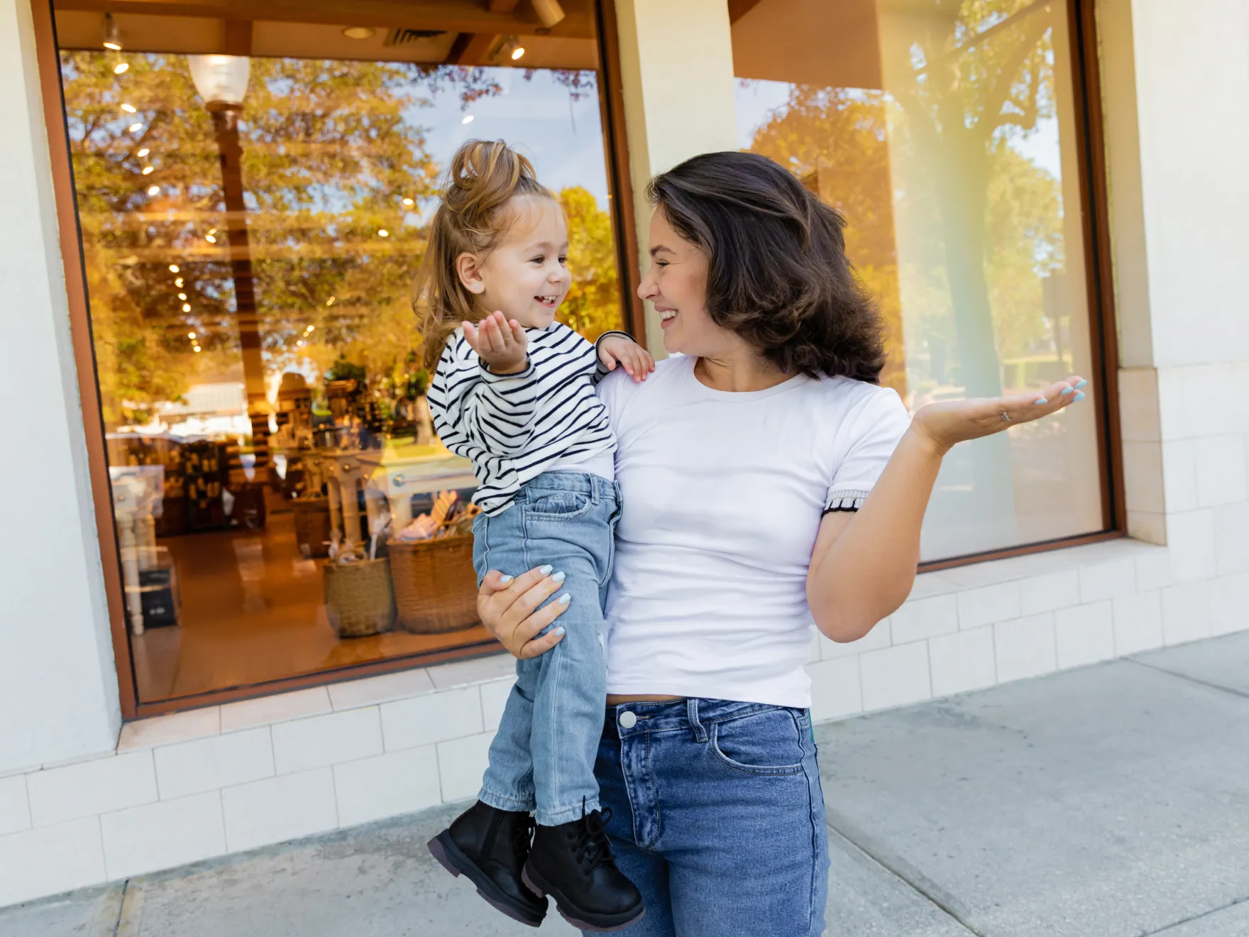 Happy mother and child in Miami