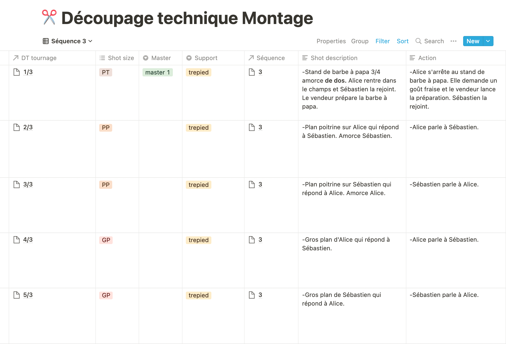 Exemple de DT (découpage technique) sur notion