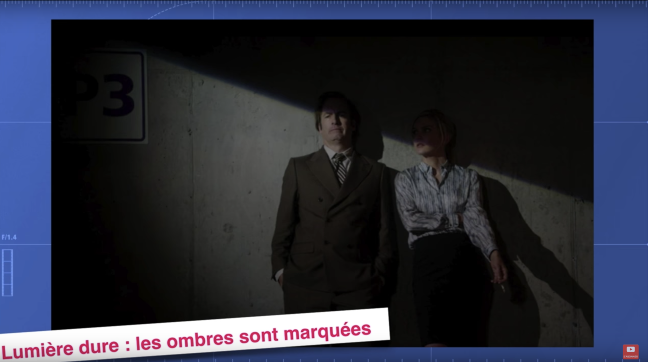 Scène de Better Call Saul illustrant une lumière dure avec des ombres marquées et un fort contraste sur les personnages.