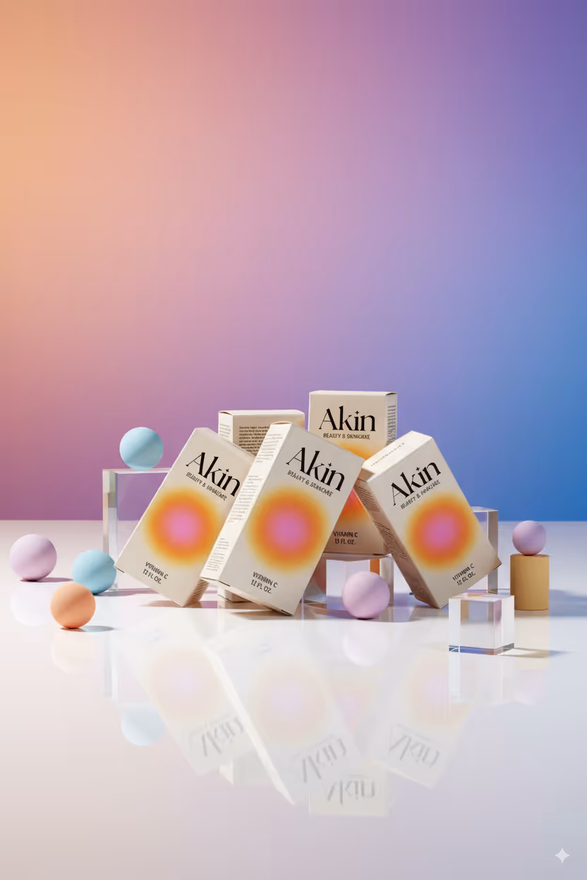 CPG packaging design showcased with AI product photography