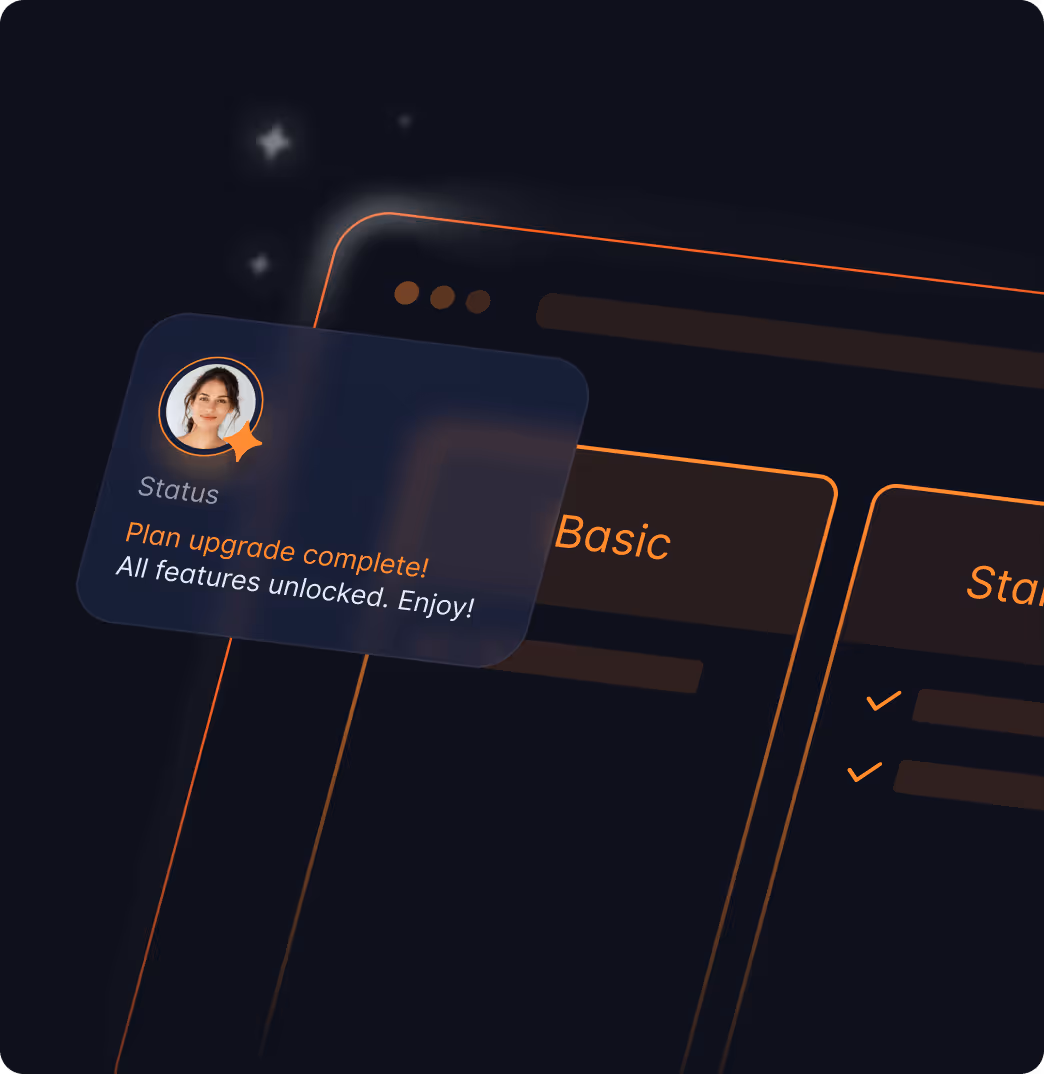 AI-powered plan upgrade confirmation interface demonstrating automated SaaS subscription management