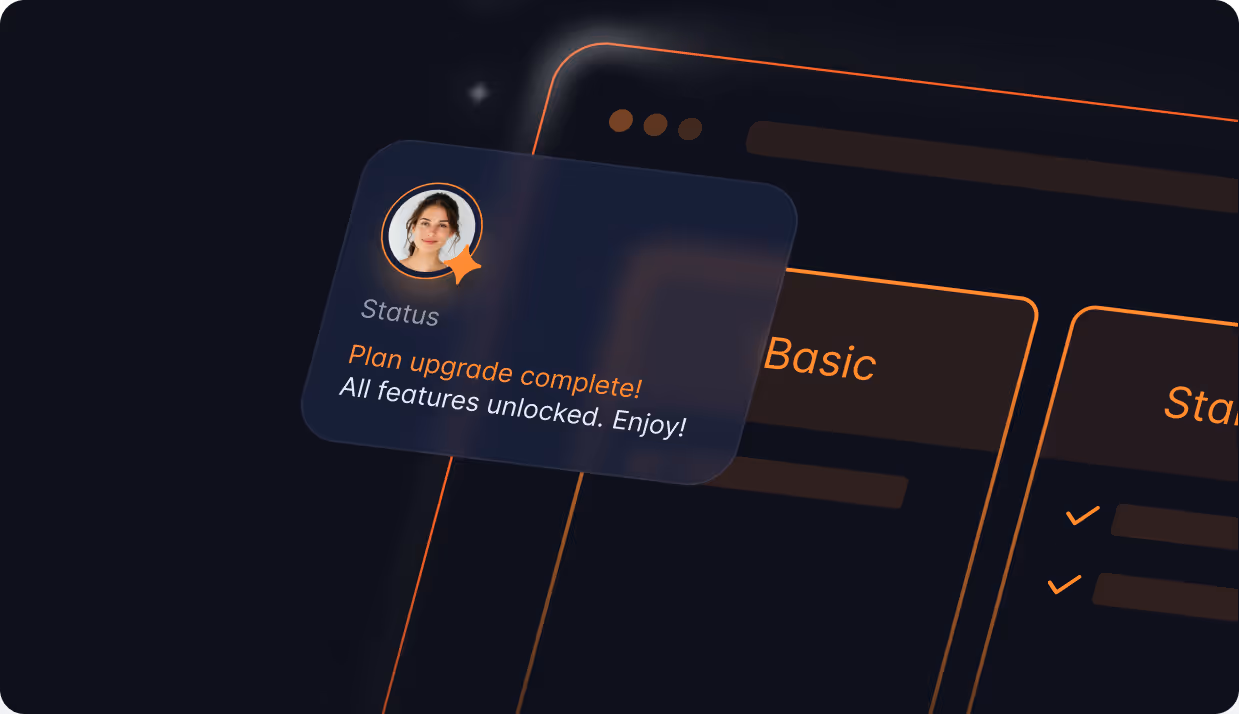 AI-powered plan upgrade confirmation interface demonstrating automated SaaS subscription management