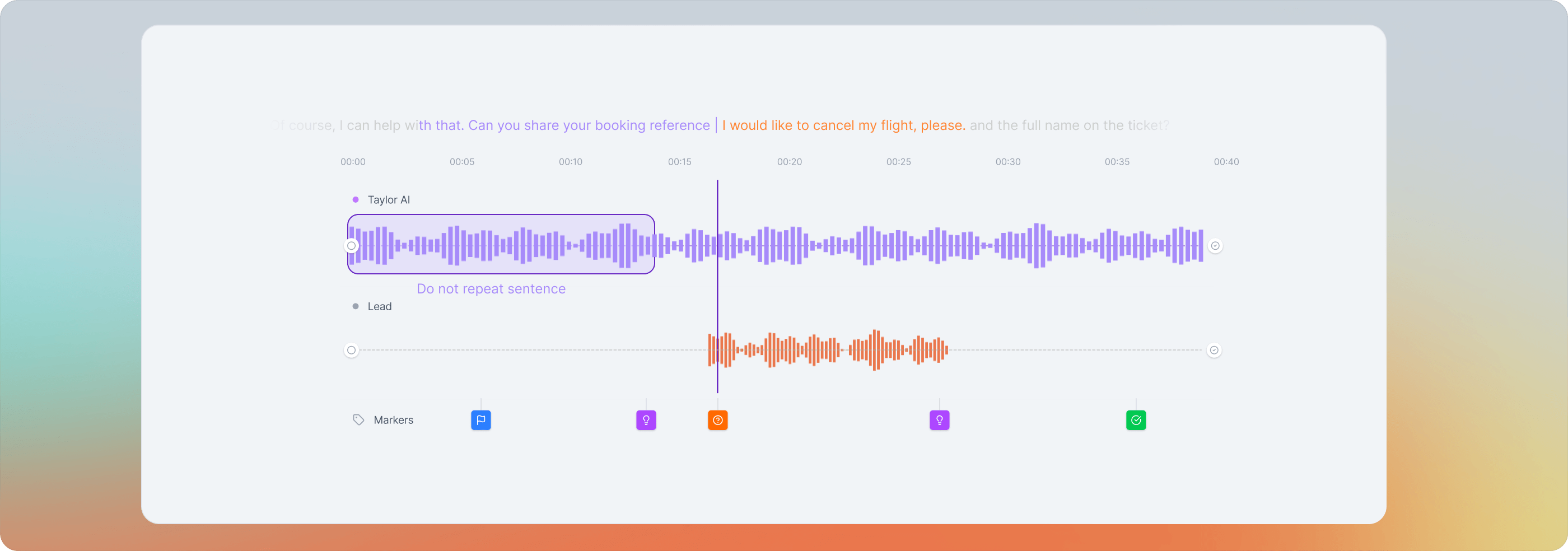 Using markers and timestamps for precise interruption handling in TTS