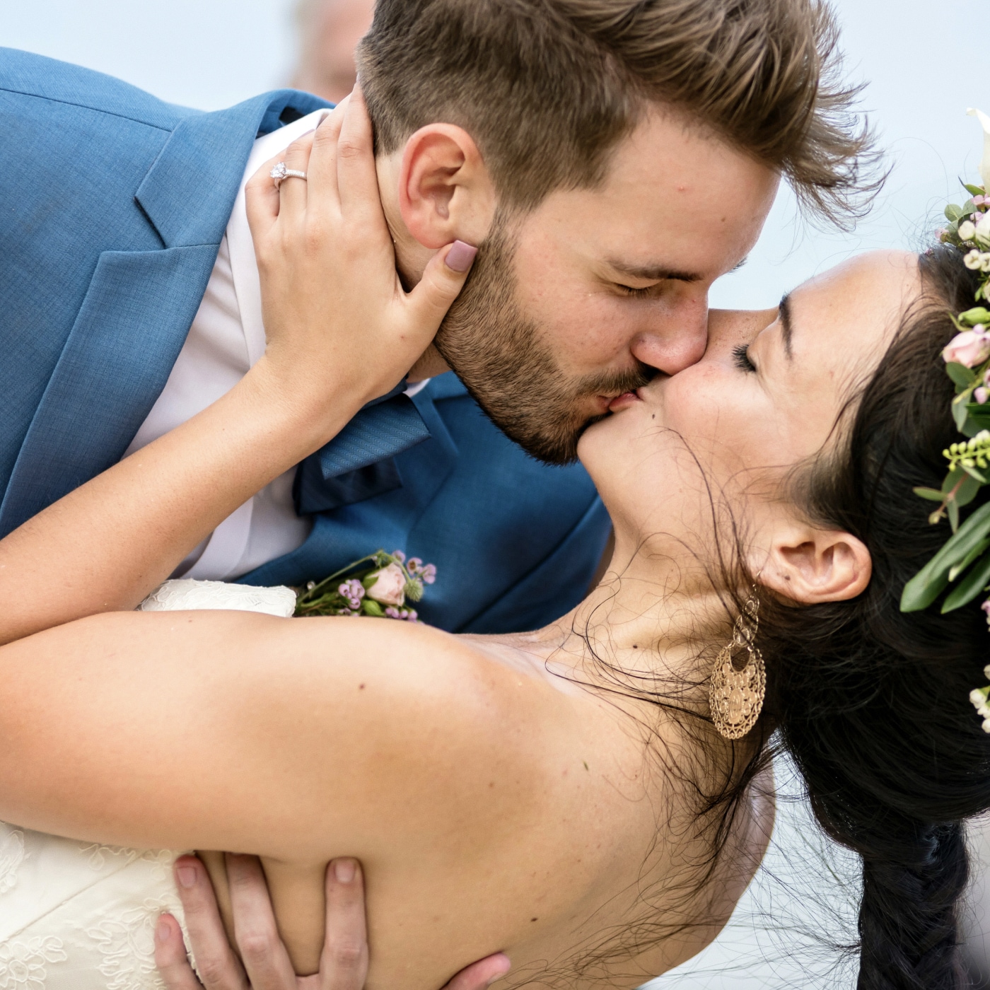 Before wedding photo — harsh shadows and unflattering lighting.