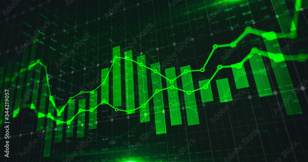 A bar and line chart showing fluctuations of data.