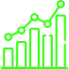 A small icon of a bar and line chart together showing an increase in data.