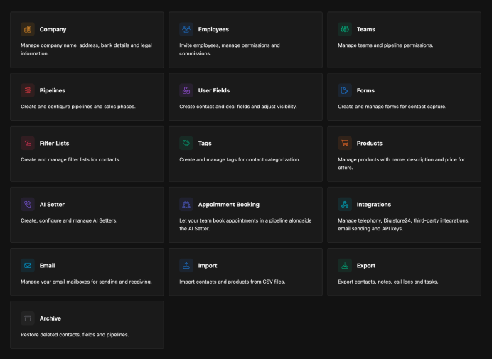 Digiclose interface: fully configurable features in the AI chat