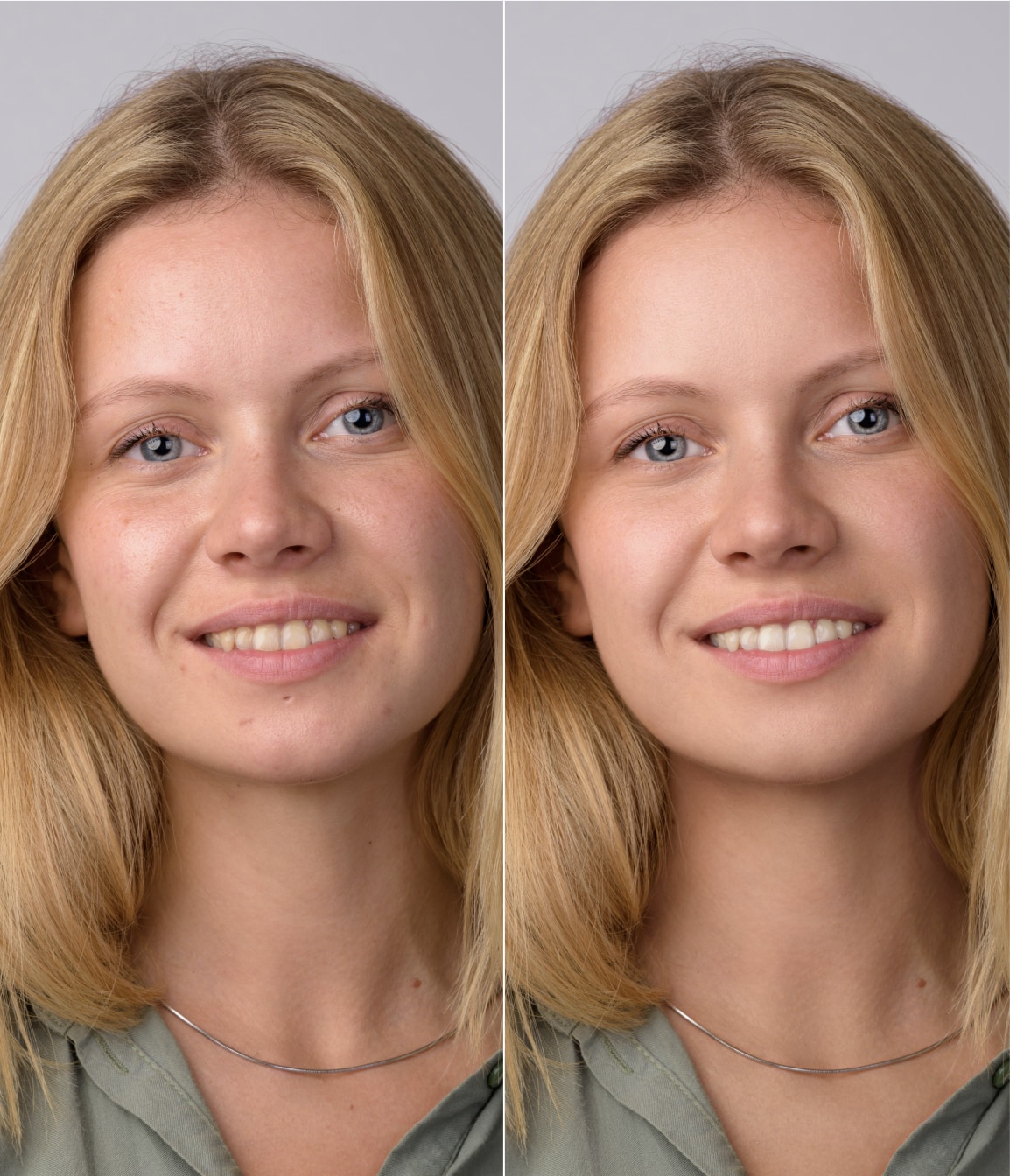 Portrait of blonde woman retouched with Retouch4me – smooth, realistic skin without blur or plastic effect