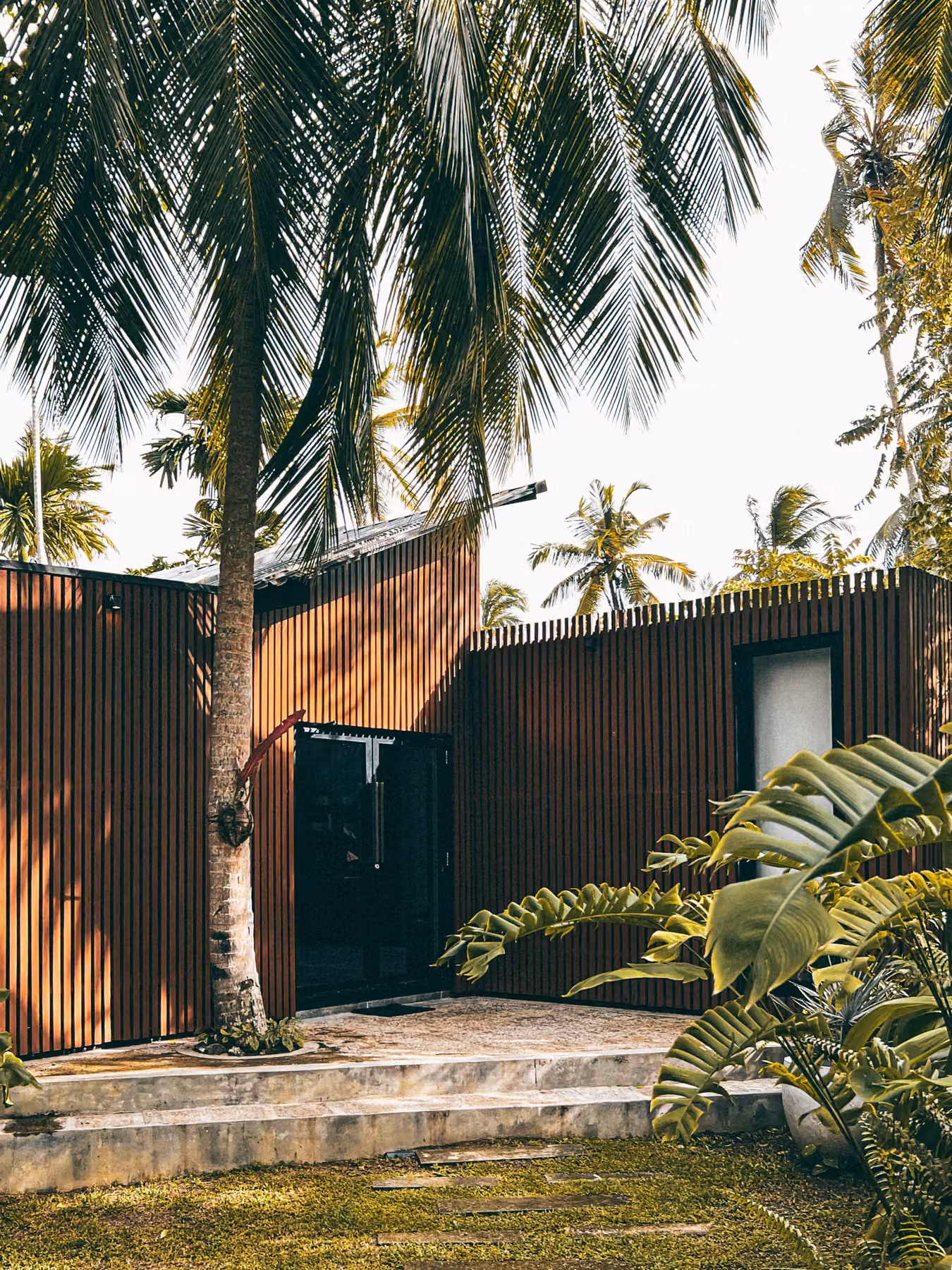 Corten timber entrance of the Jungle Home at Licuala Lanka in Ahangama, Sri Lanka