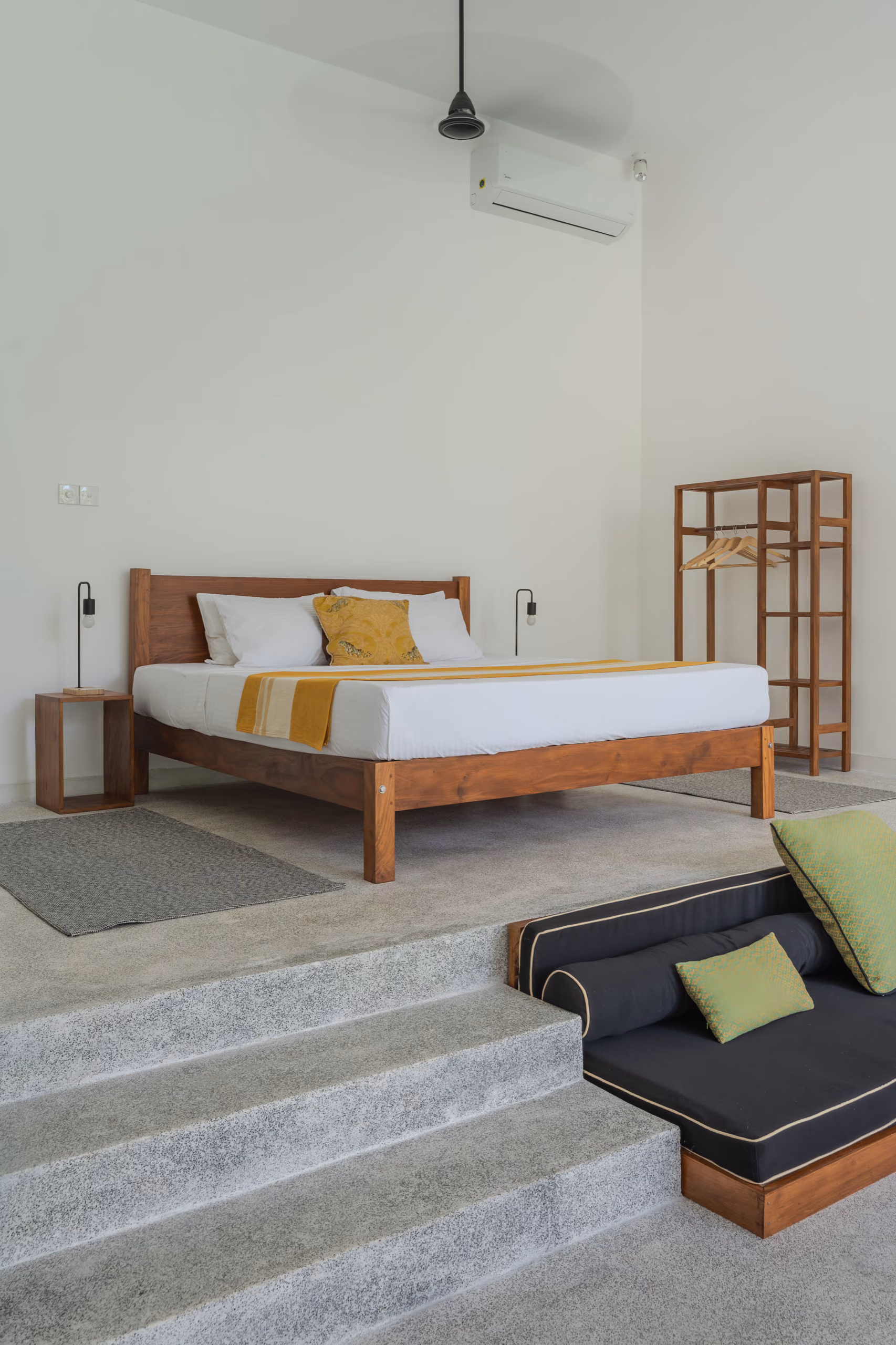 King bed and daybed in the Garden House bedroom at Licuala Lanka, Ahangama, Sri Lanka
