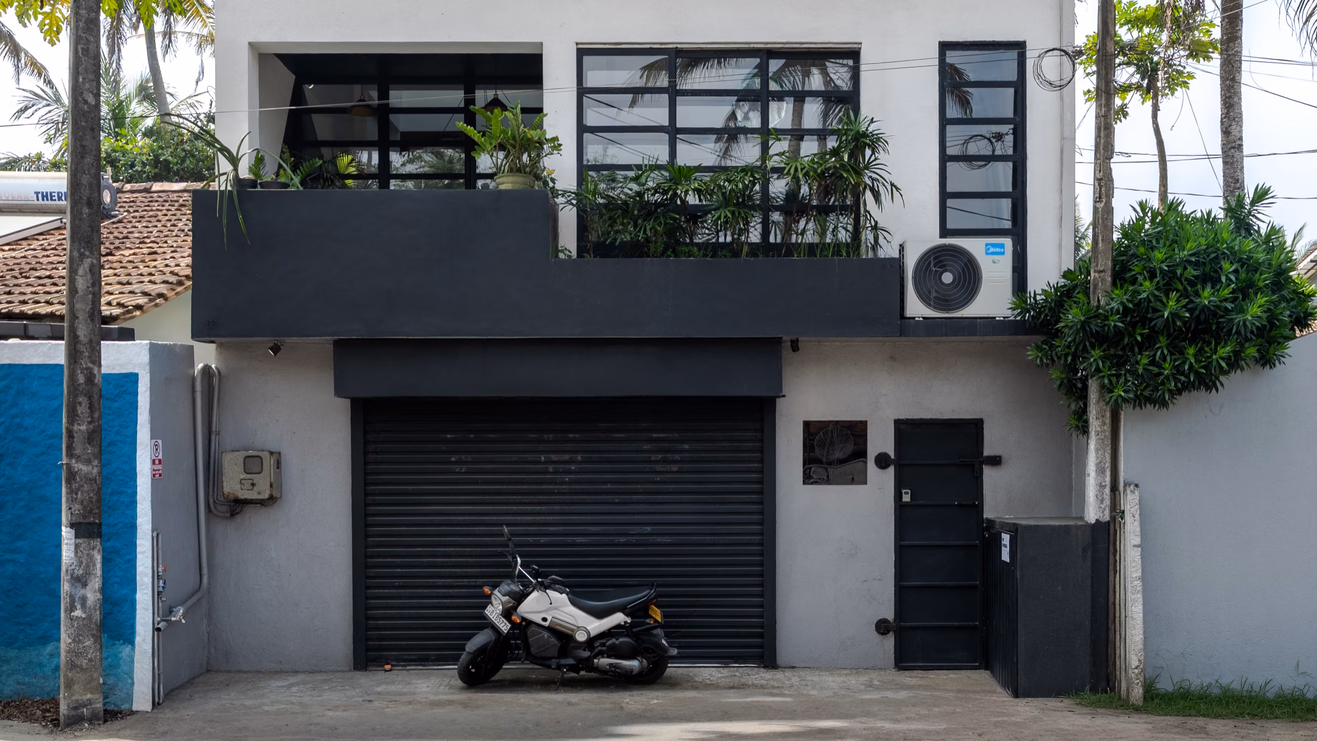 Street facade of the Surf Loft on the main road in Kabalana, Ahangama, Sri Lanka