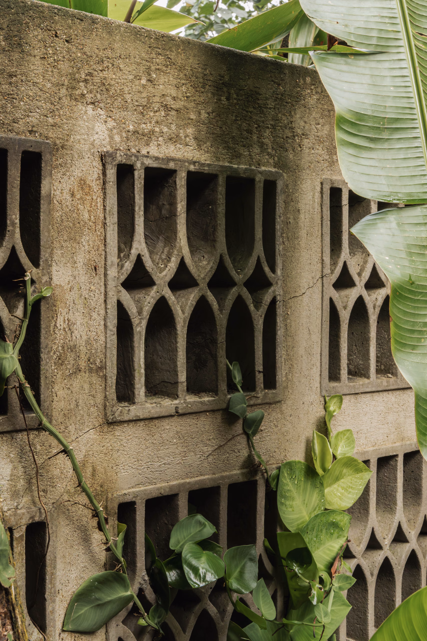 Antique carved lattice detail at the Jungle Bungalow, Licuala Lanka, Ahangama, Sri Lanka