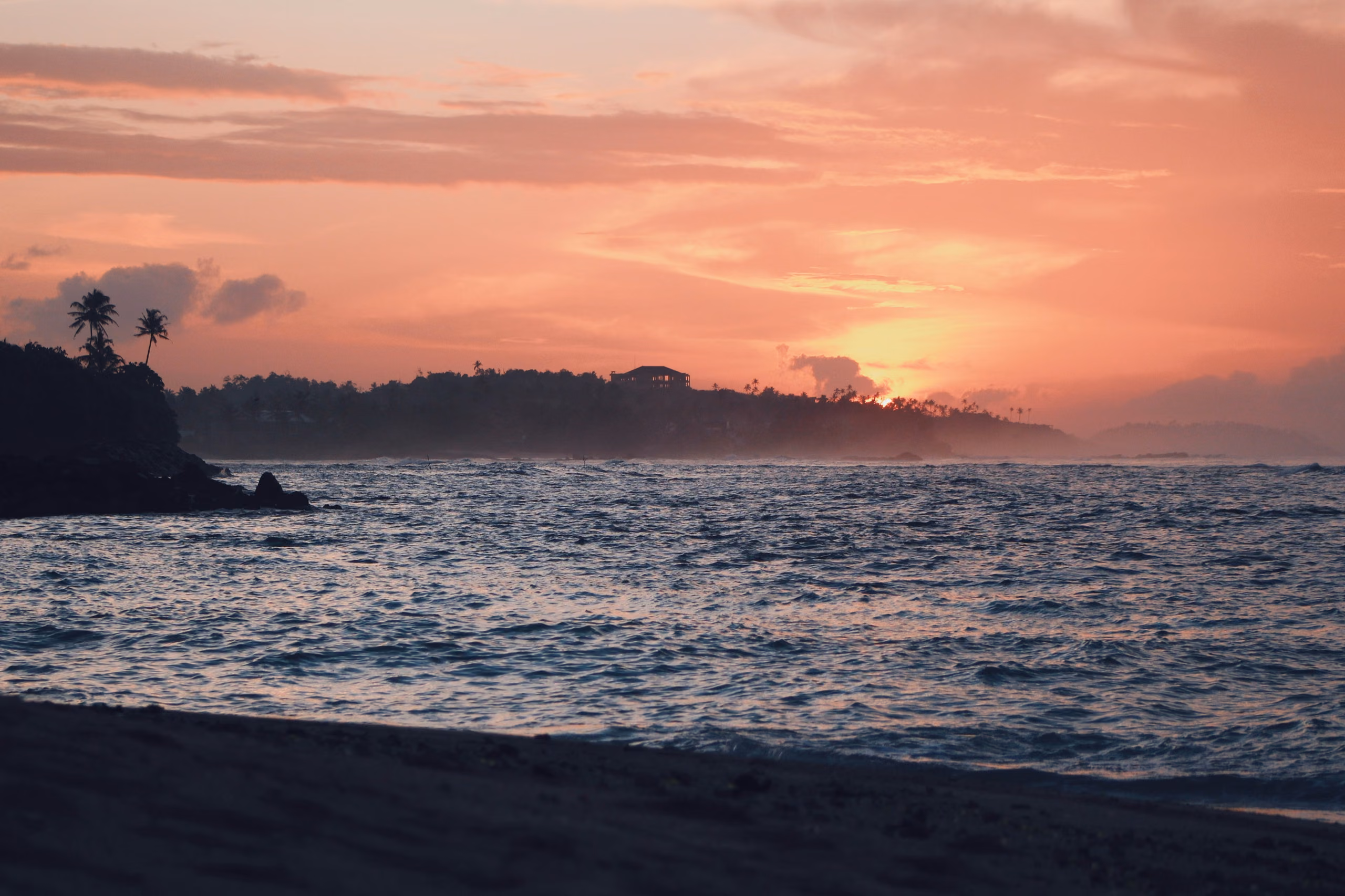 Sunset over the South Coast at Ahangama, Sri Lanka, from the Licuala journal