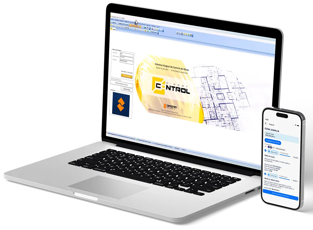	Mockup de DiazarControl, el ERP de control de obra para constructoras