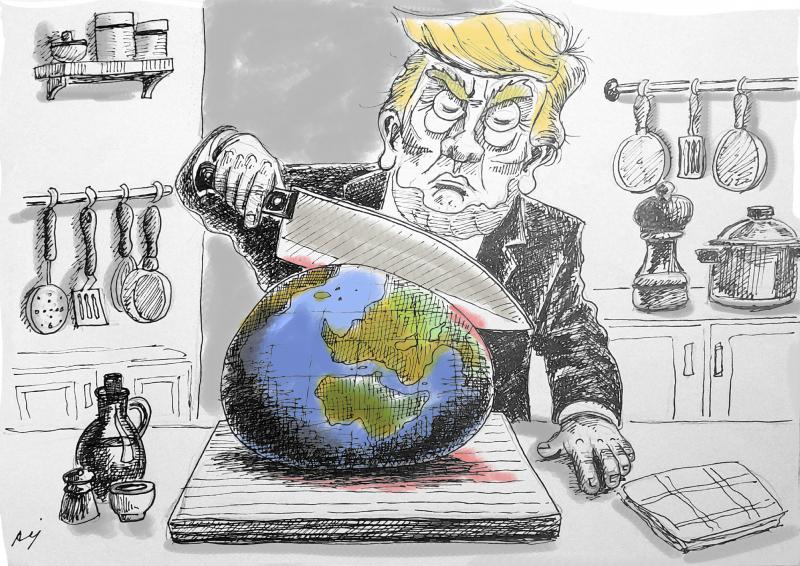 Editorial cartoon by Ali Ghanaat titled Delicious Food