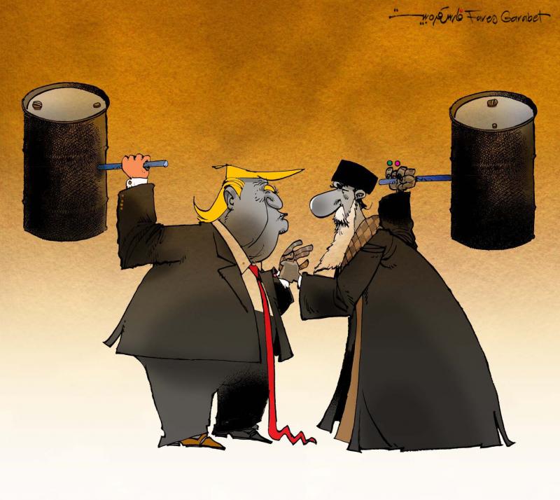 Editorial cartoon by Fares Garabet titled Economical War, on Trump-era economic conflict and trade tensions