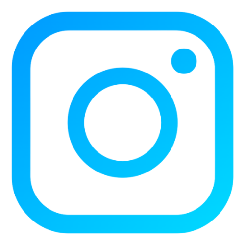 Blue Instagram logo icon on a transparent background.