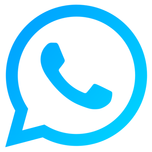 Blue WhatsApp logo featuring a phone handset inside a speech bubble.