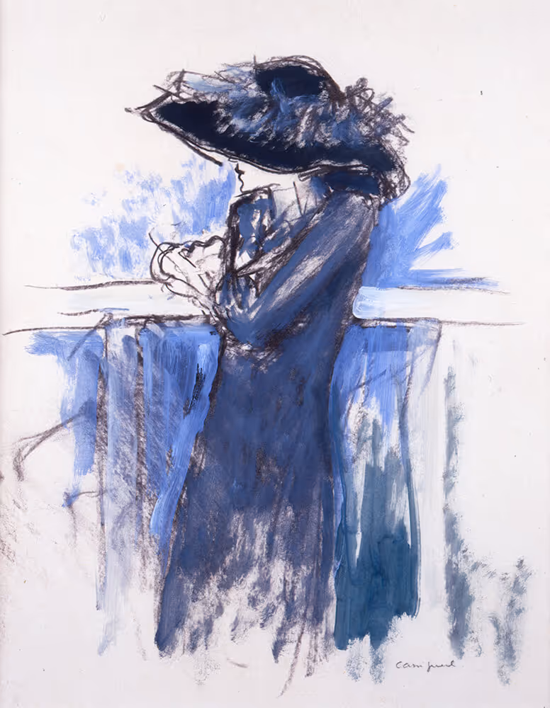 Femme au fond bleu