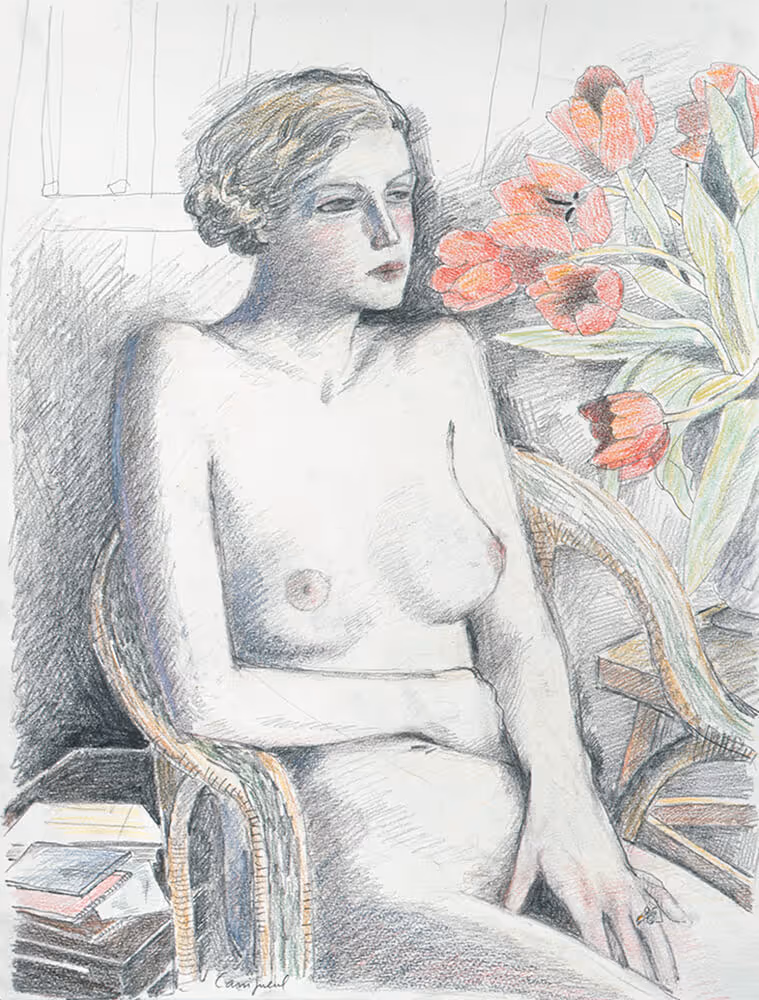 Modèle aux tulipes rouges
