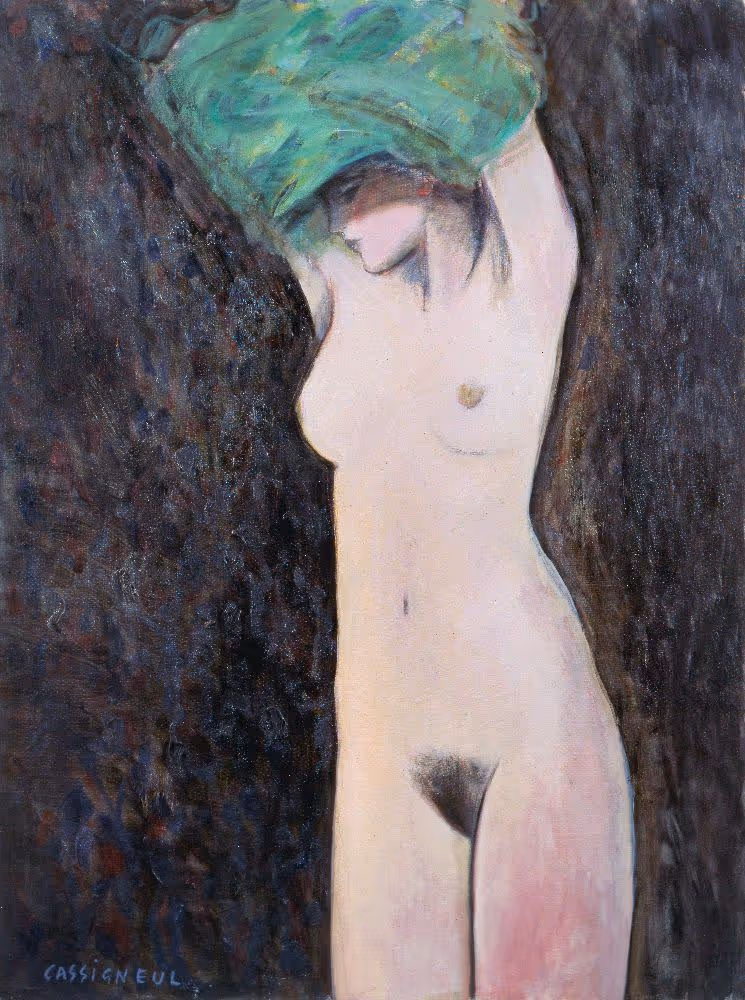 Nu à la blouse verte