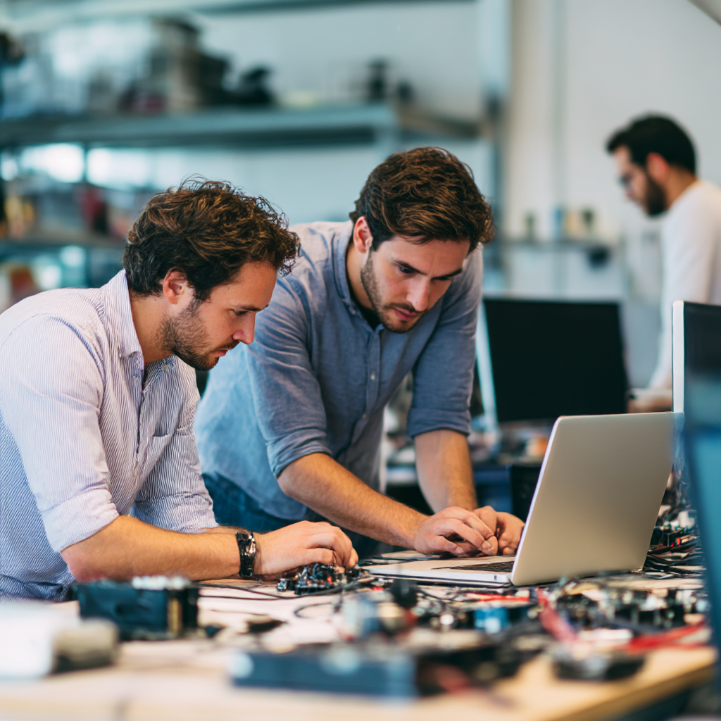 image of a teacher interacting with students using digital tools