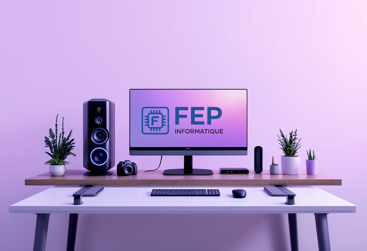 image of a desk with a computer in workspace (for a space tech)