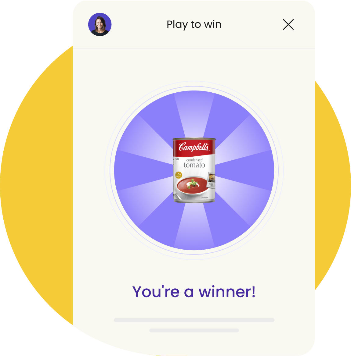 Spinning wheel with a product in the center