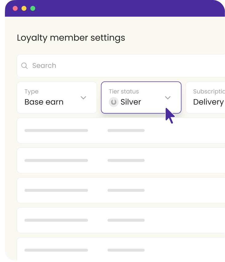 Loyalty member settings