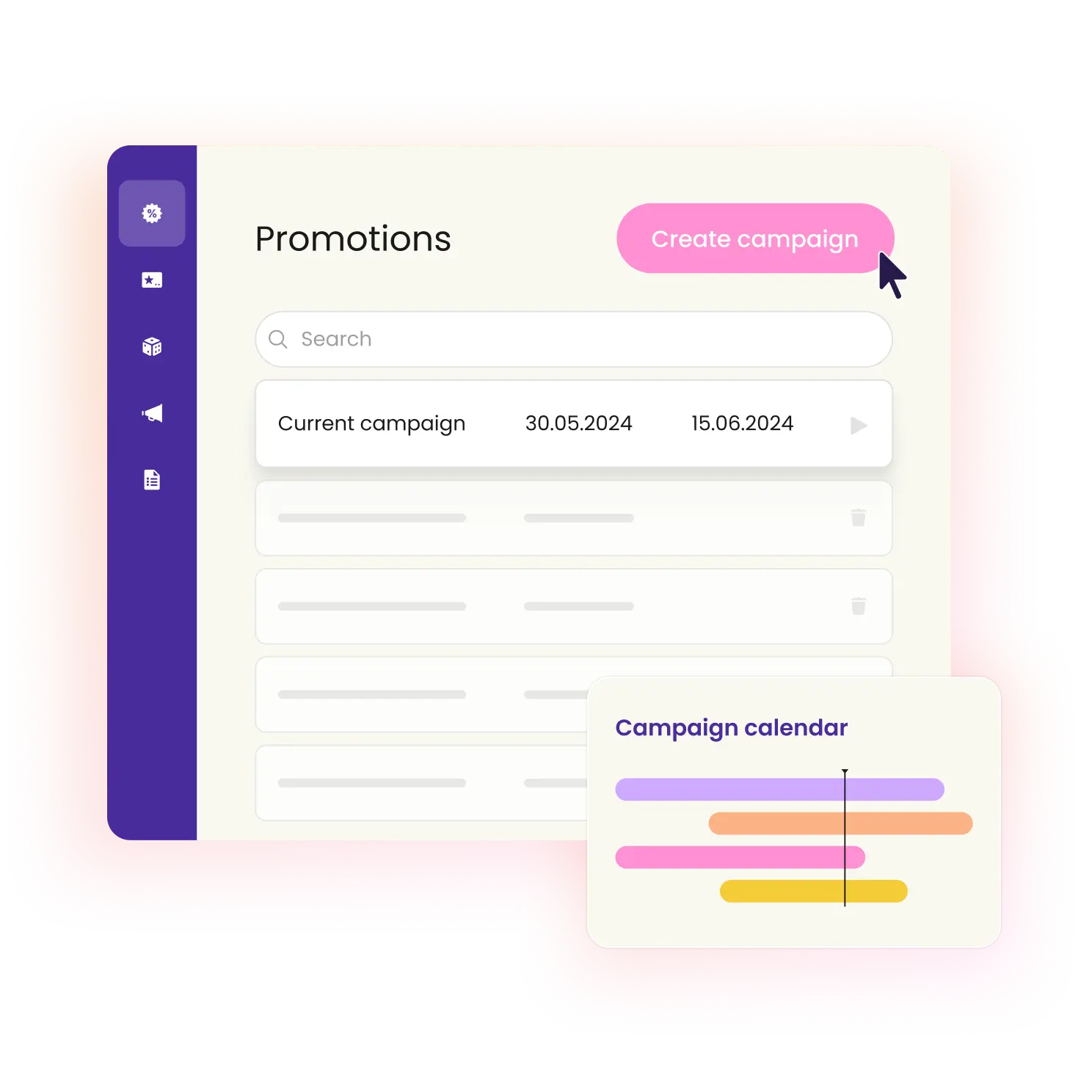 Create new campaign and campaign calendar