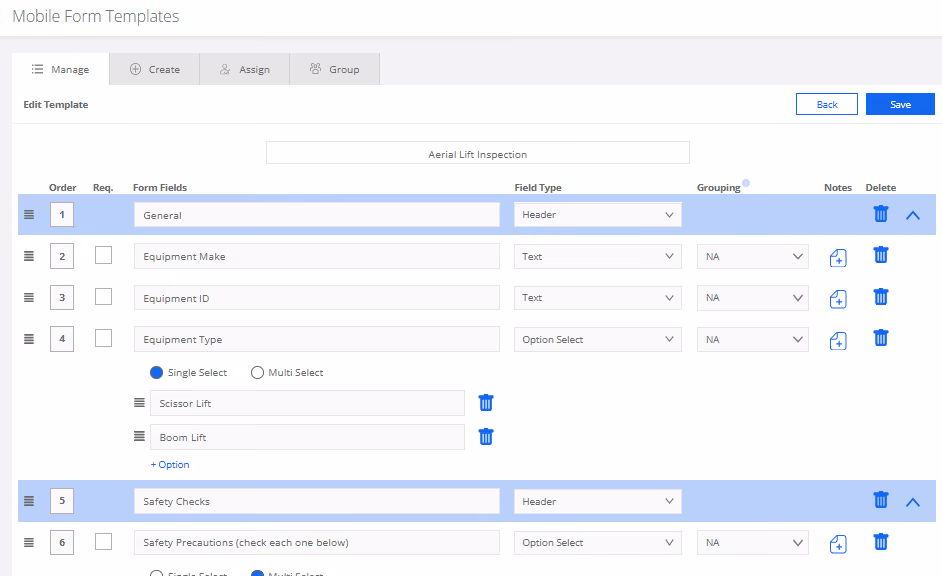 RTRS form template builder