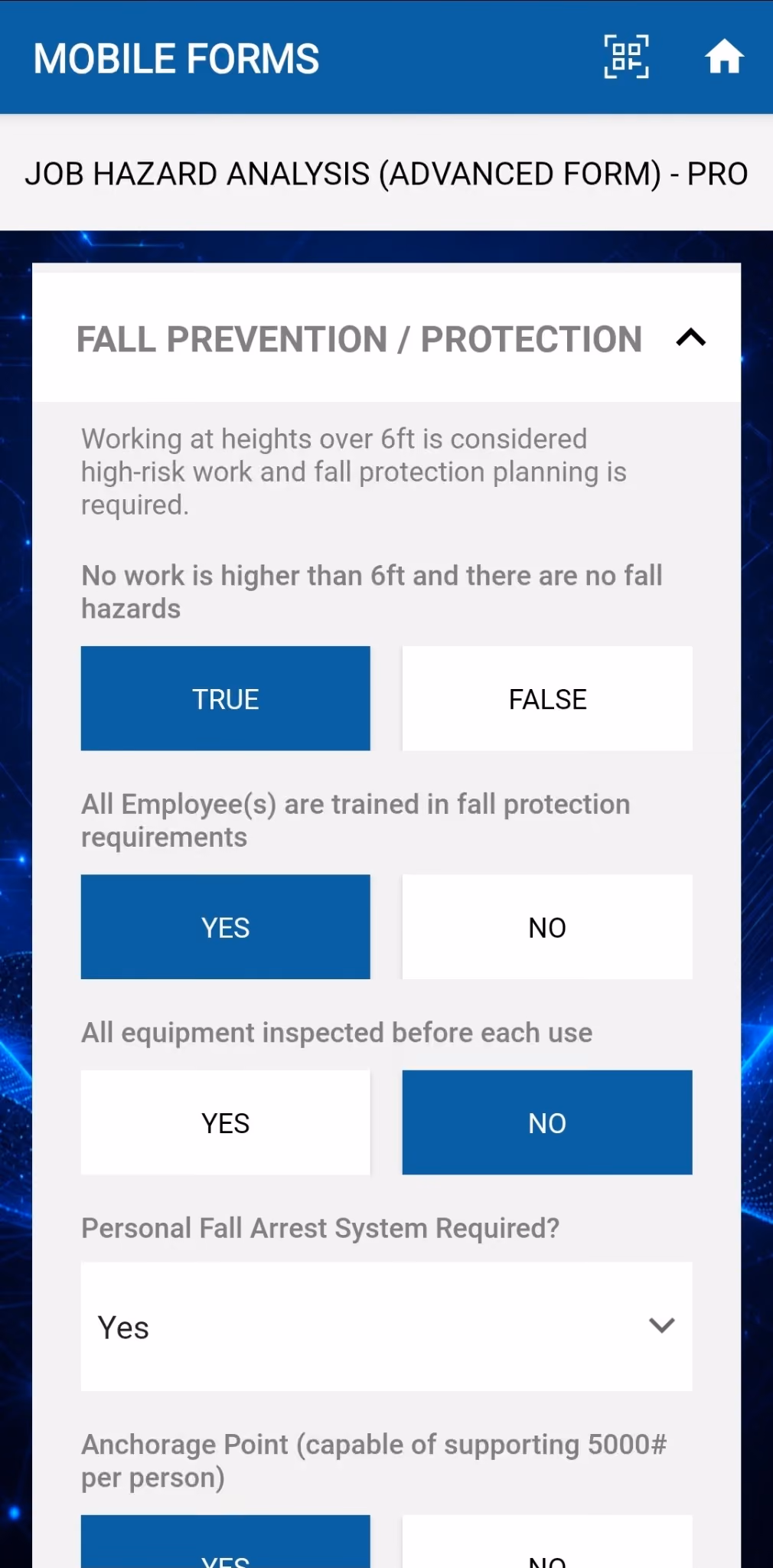 RTRS mobile forms feature