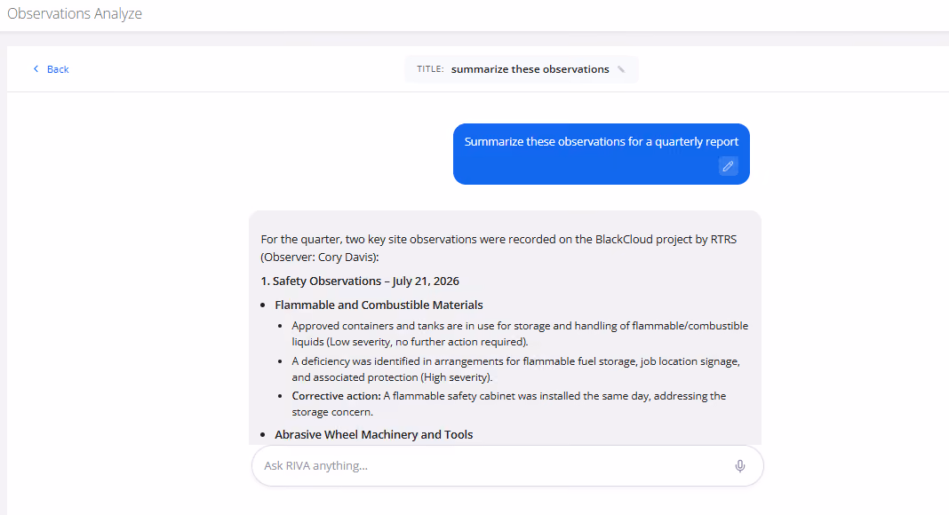 RTRS observations AI summary