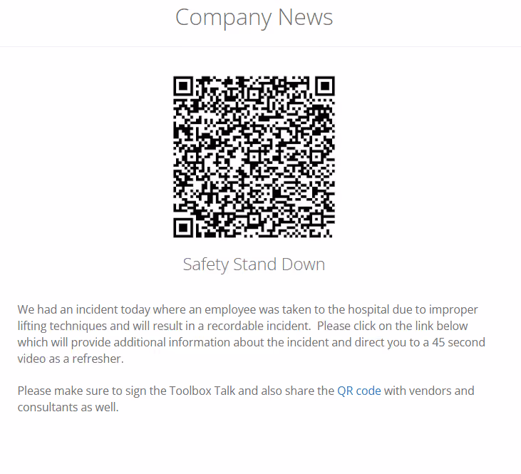 RTRS QR toolbox talk access