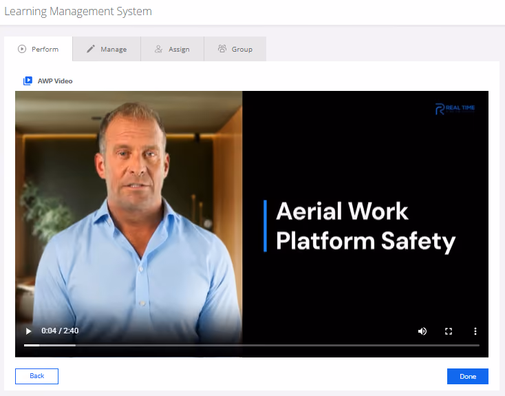 RTRS training video playback