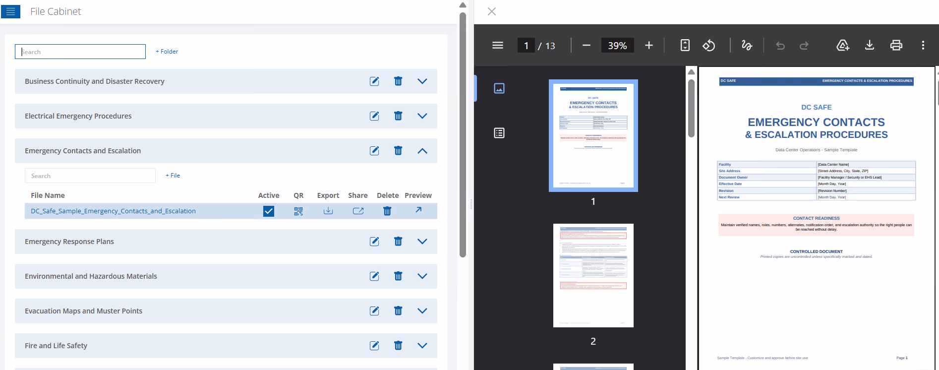 RTRS file preview and document access