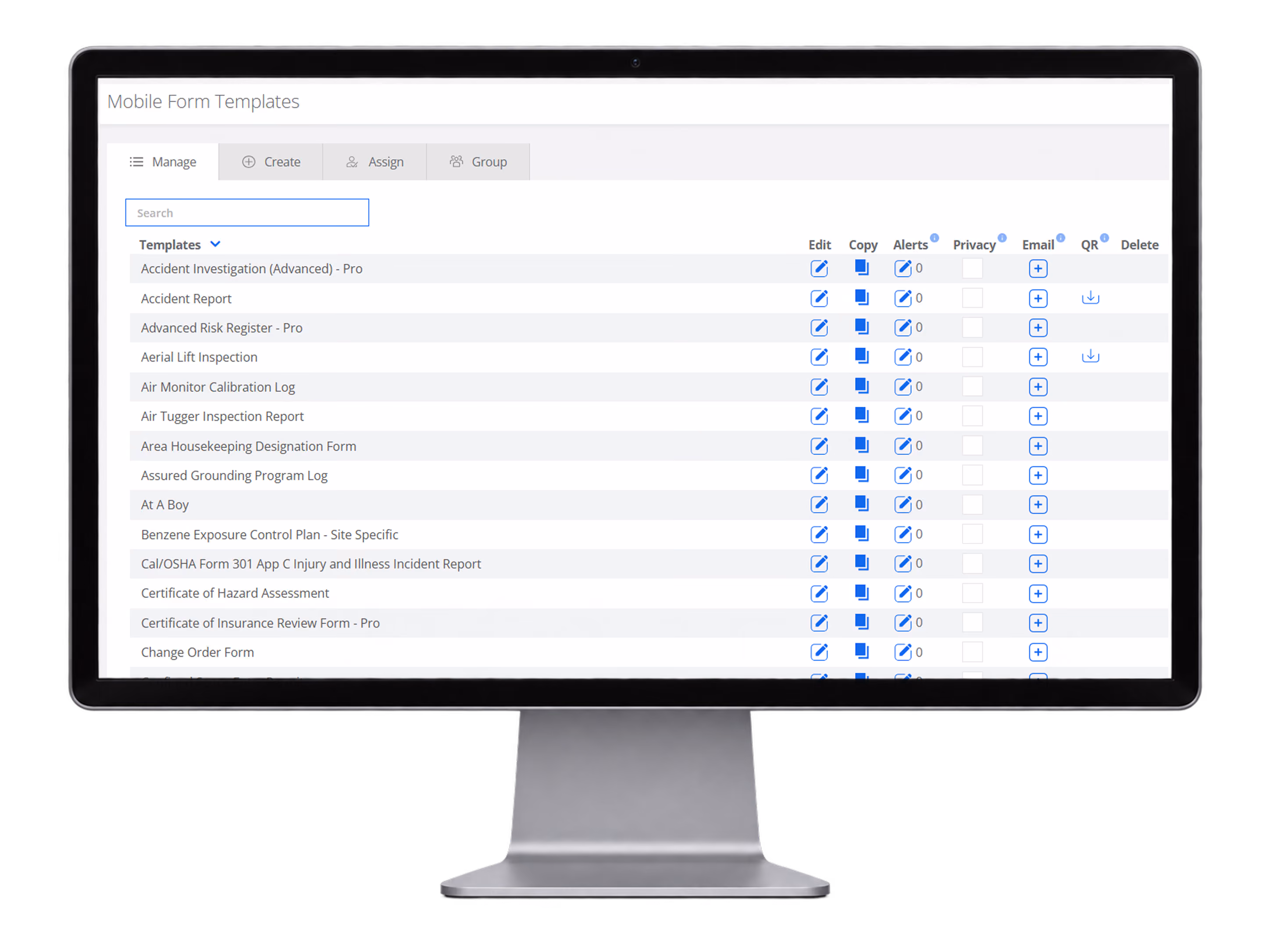 RTRS mobile forms templates