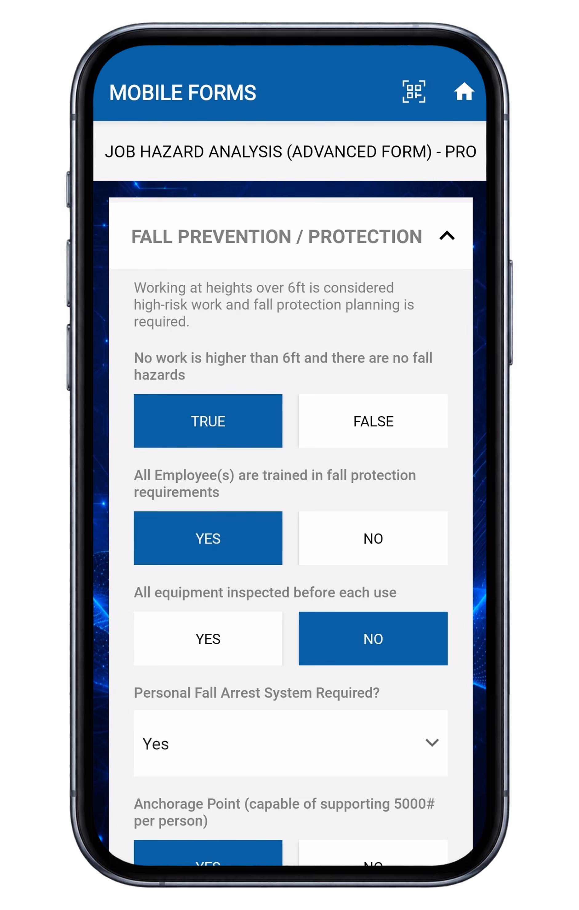 RTRS mobile forms feature