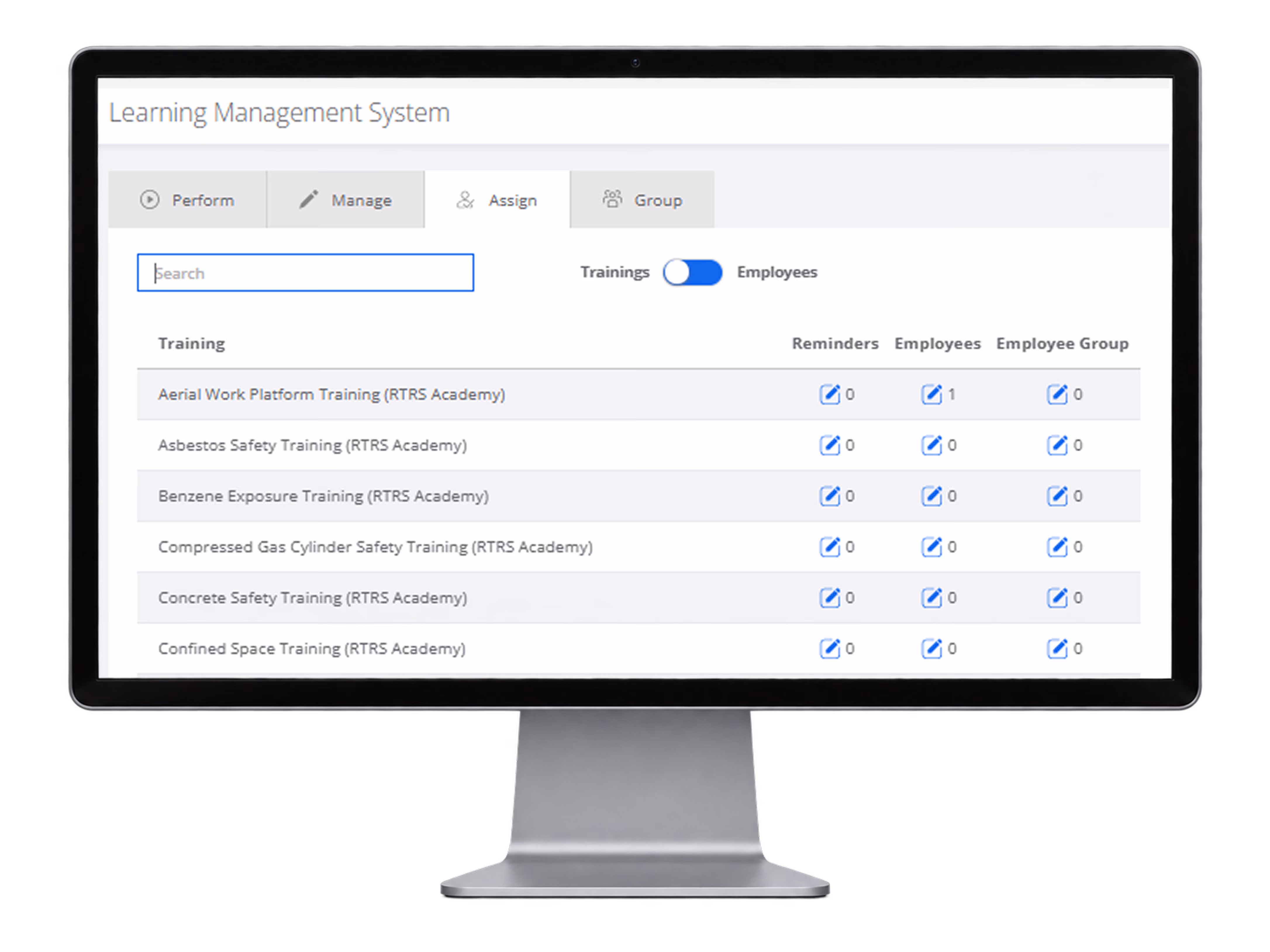 RTRS LMS training assignments