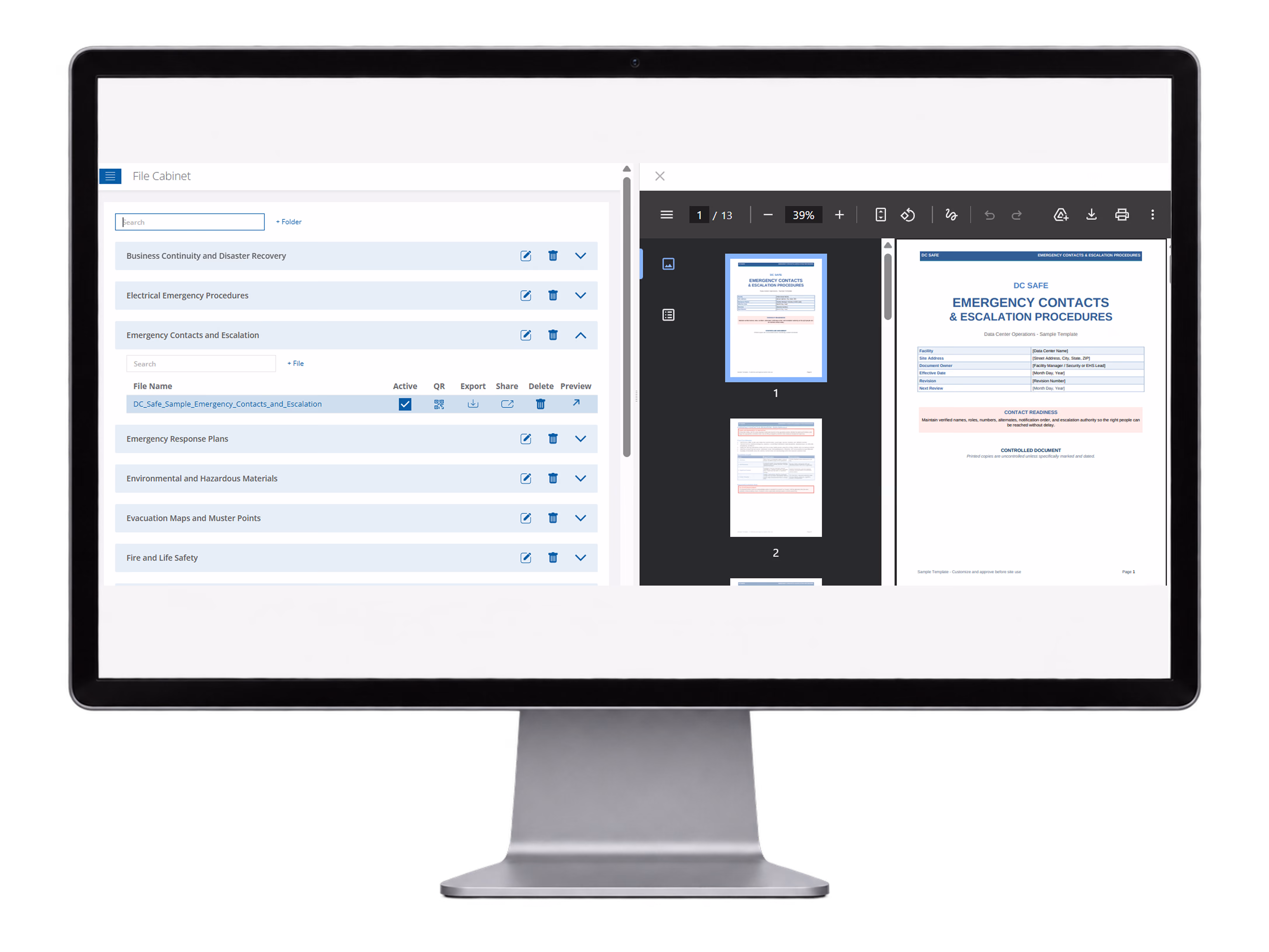 RTRS file preview and document access