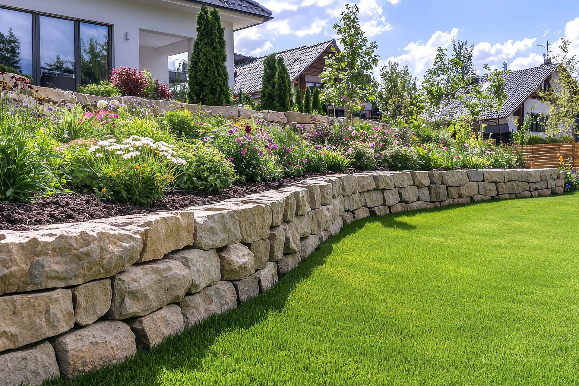 SemperScapes custom build retaining wall near me