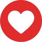 White heart shape inside a red circle.