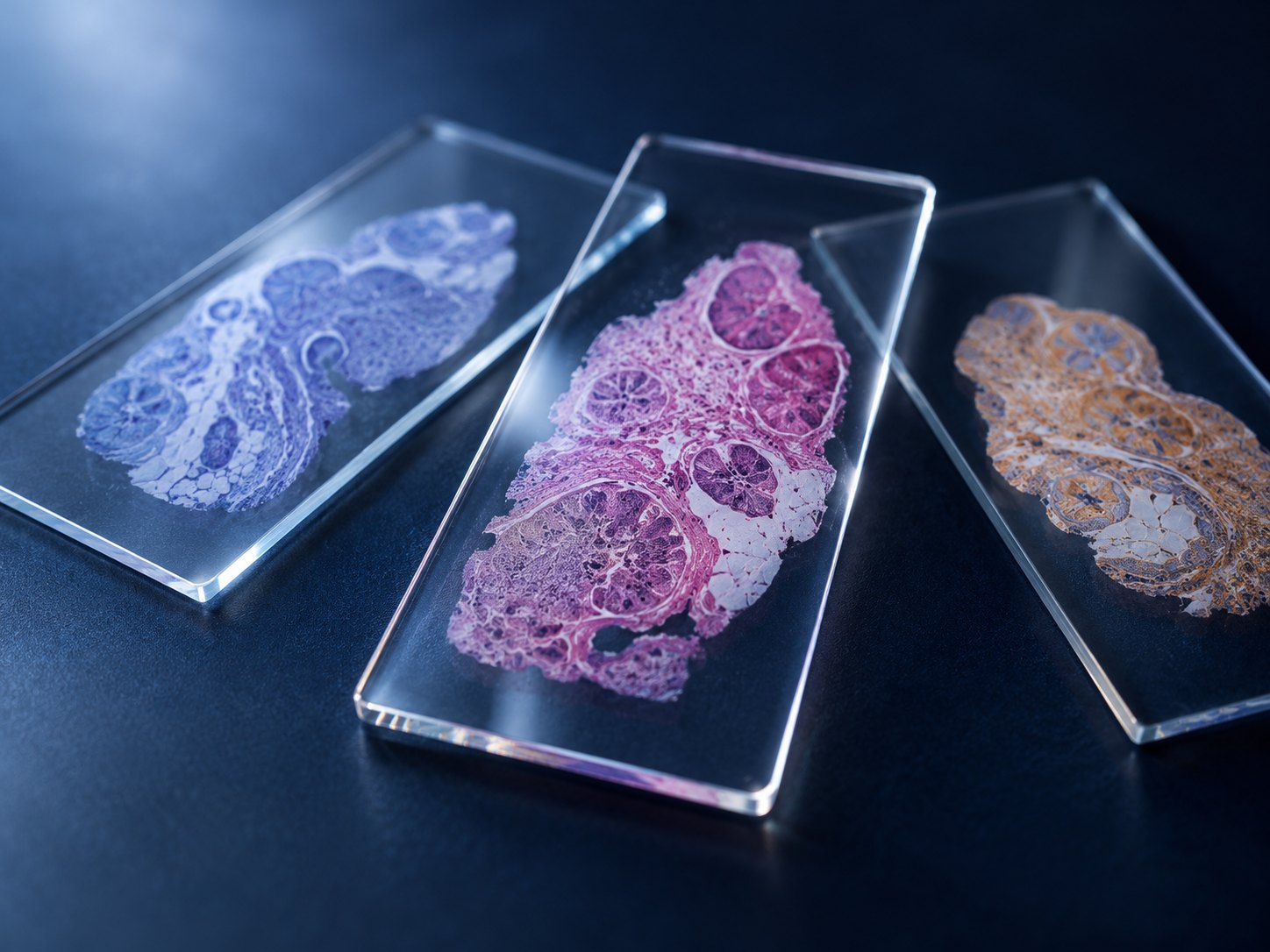 Illustrative stained slides for tracing biomarkers back to tissue