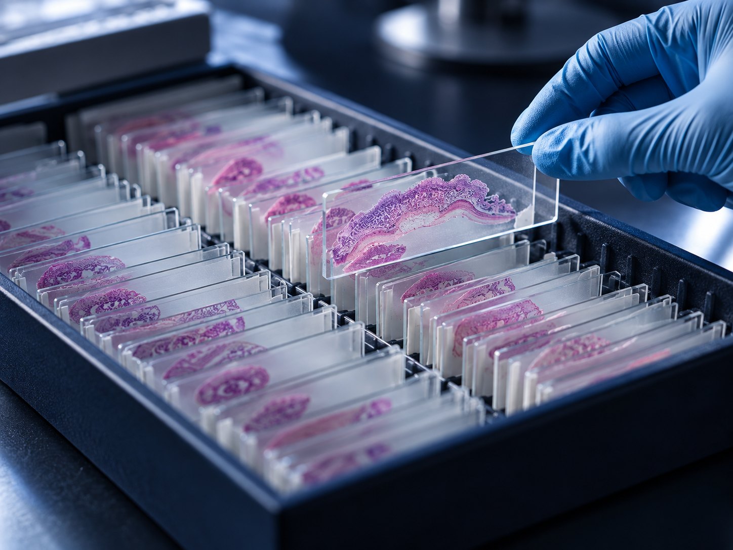 Illustrative archive of pathology slides for clinical development