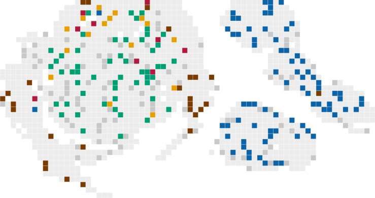 Low-risk patient: tissue tiles coloured by named tissue state