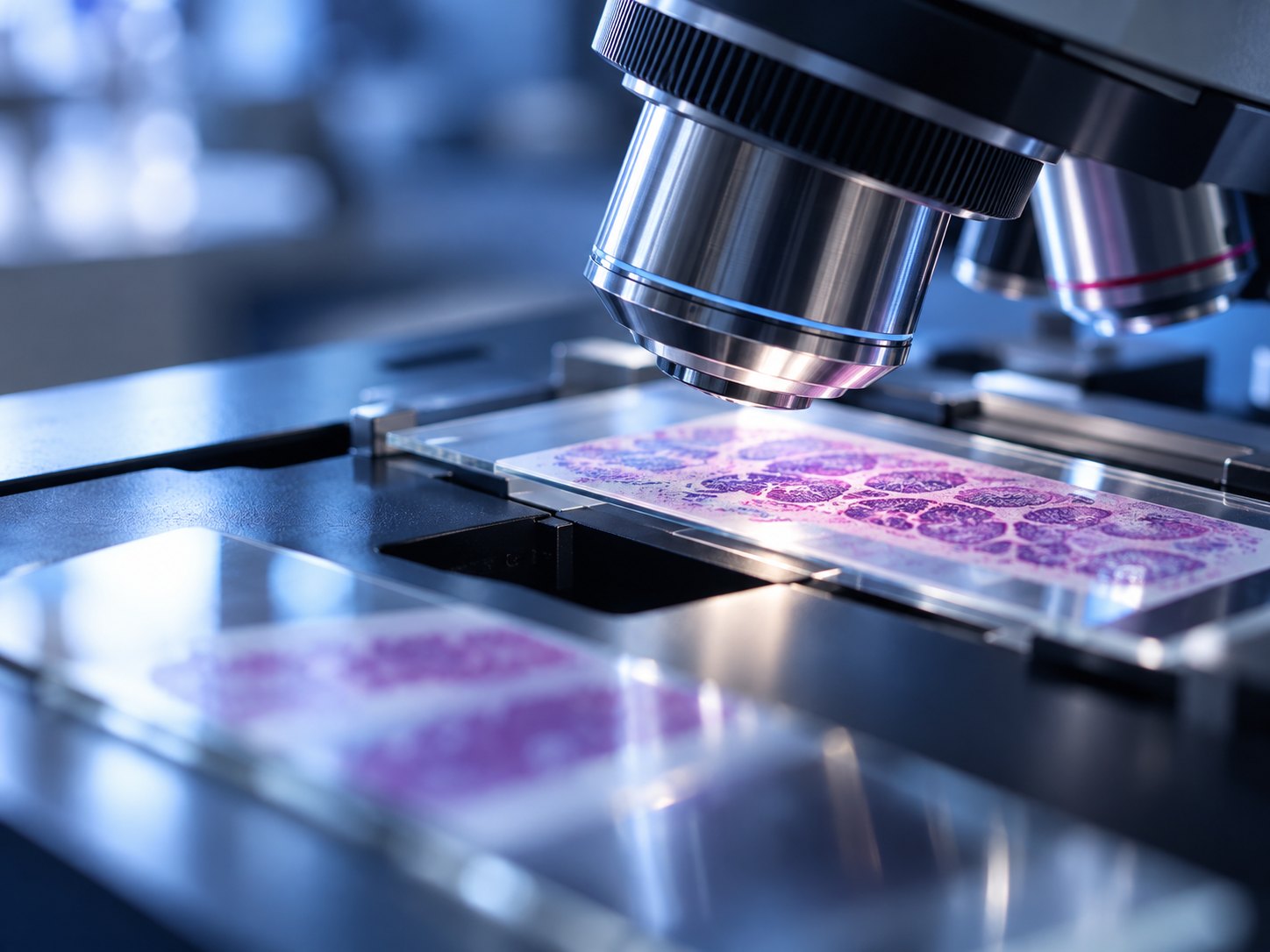 Illustrative microscope and tissue slide for diagnostic development