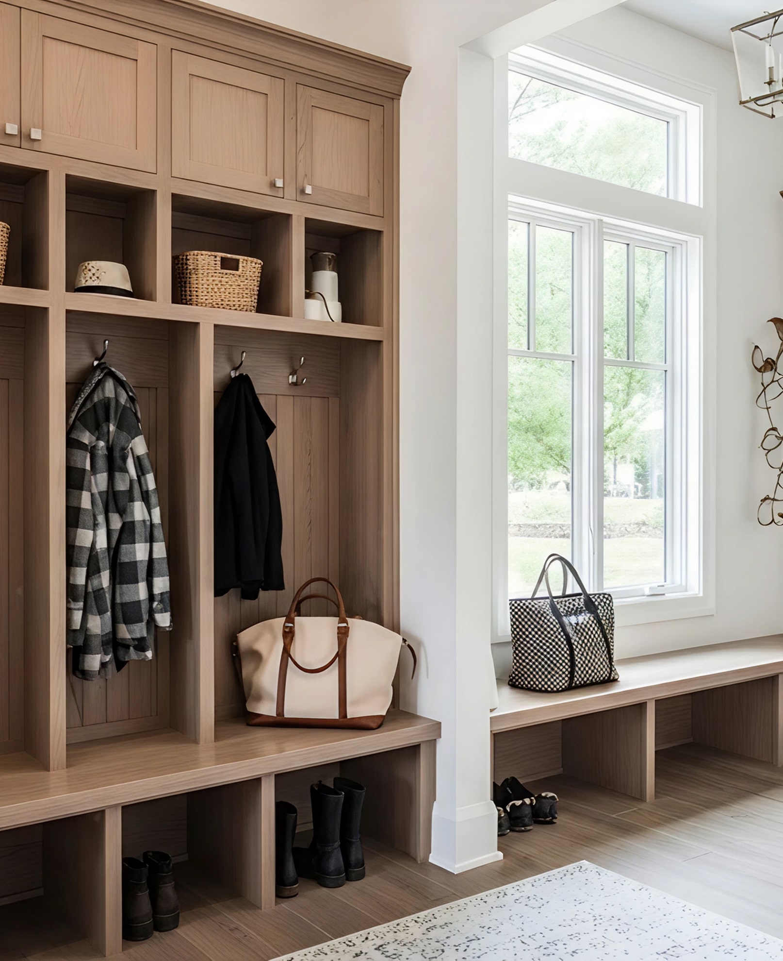 Traditional mudroom cabinetry with lockers and drawers