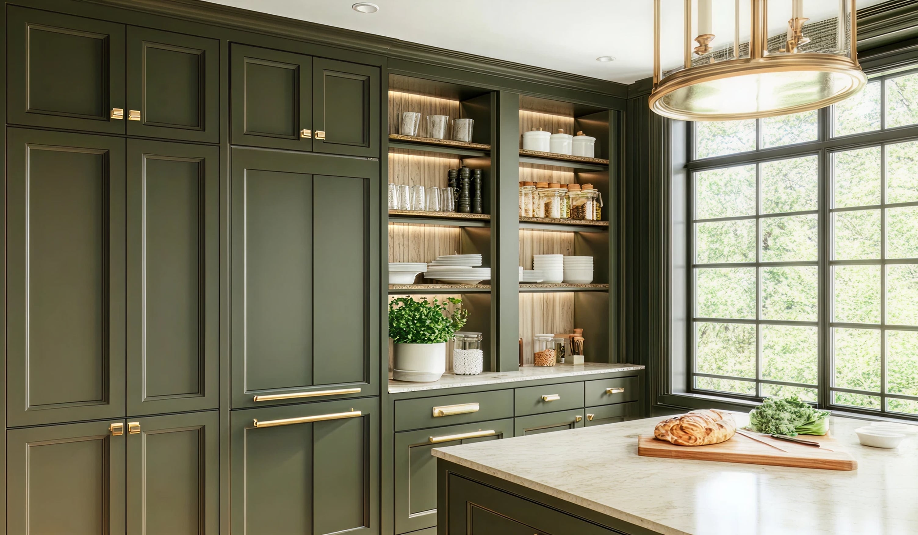 Custom pantry cabinetry with built-in coffee station