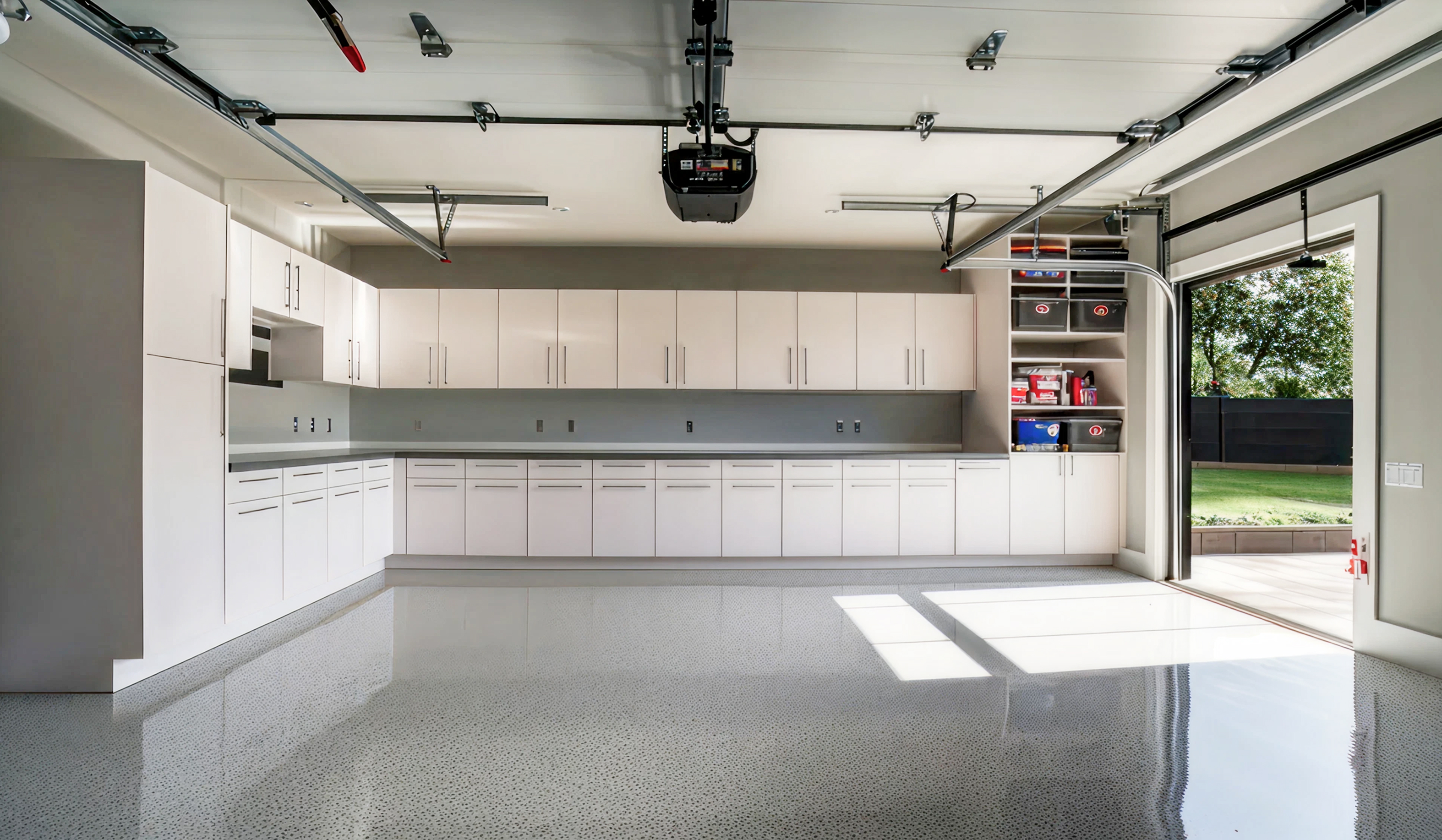 Kitchen cabinetry with full-height pantry and open shelving